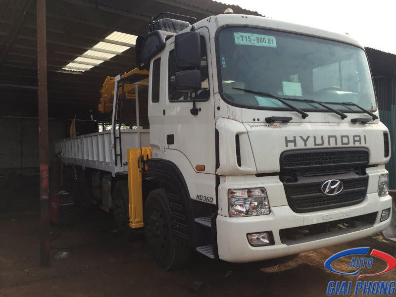 Xe tải Hyundai HD360 5 chân 25 tấn gắn cẩu Soosan 1 Tấn