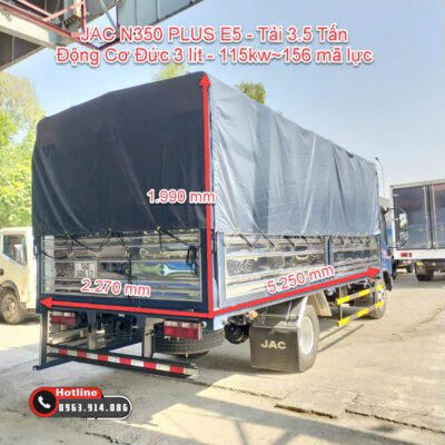 JAC N350 PLUS E5 Thùng Bạt 5.25m, 3.5 Tấn 155 Hp