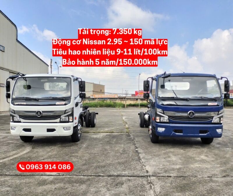 Đồng Vàng NS700 Thùng Bạt 5m, 8 Tấn, Hộp Số 2 Tầng 8 Cấp